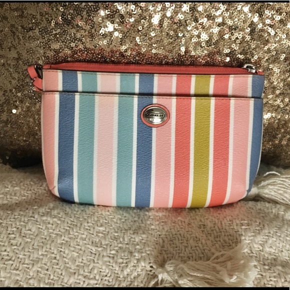 Coach Handbags - Striped COACH wristlet large summer spring